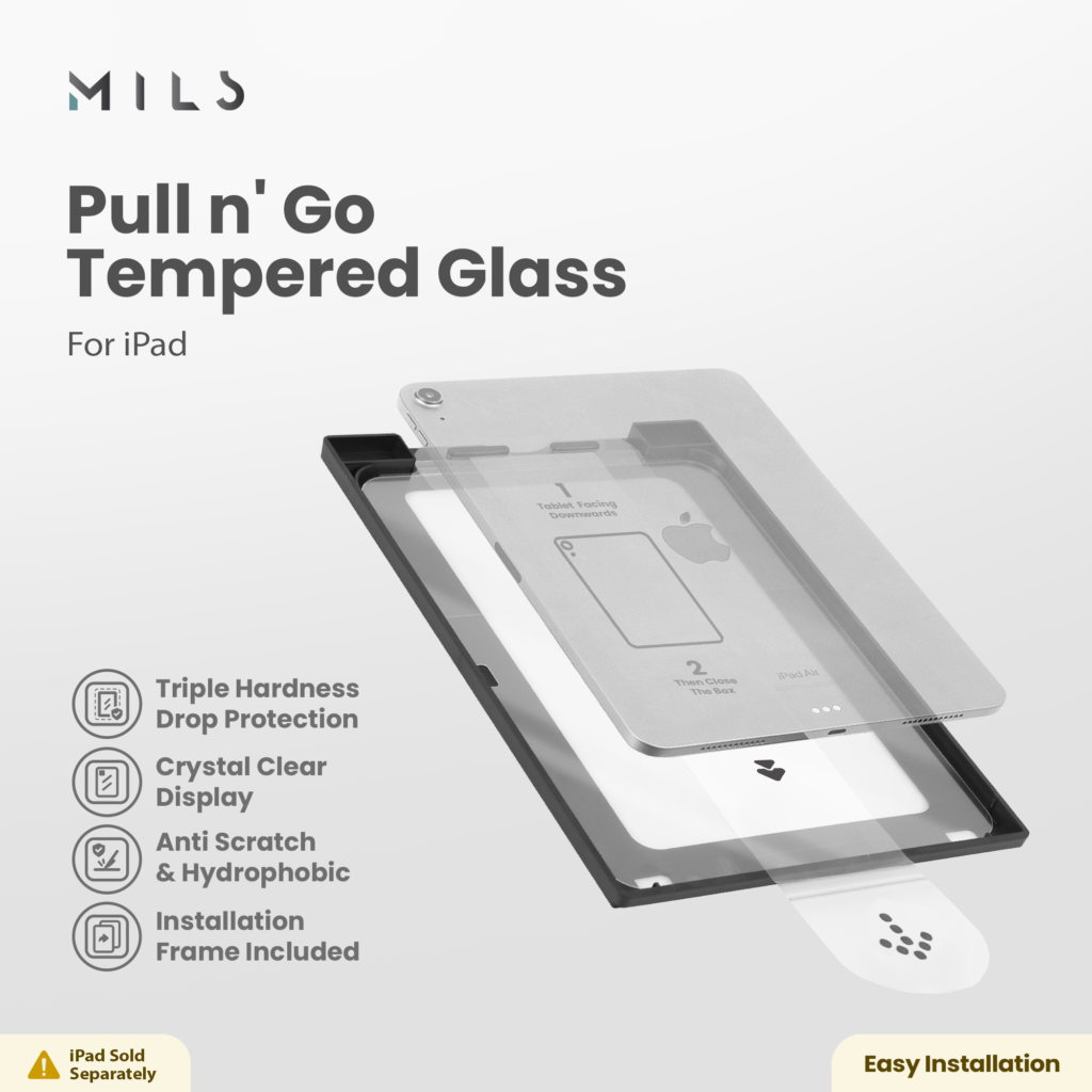MILS Pull n' Go Tempered Glass for iPads - PNG
