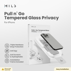 Mils Technologies Pull n Go Tempered Glass Privacy for iPhone 16 17 Pro Max